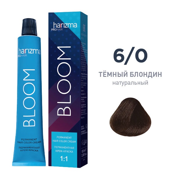 Крем-краска harizma PROhair Bloom 6/0 темный блондин натуральный, 100 мл