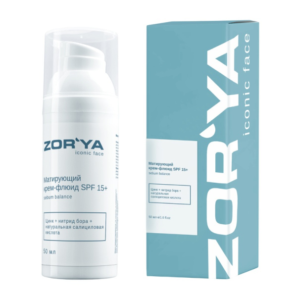 ZORYA Матирующий крем-флюид SPF 15+ sebum balance, 50 мл