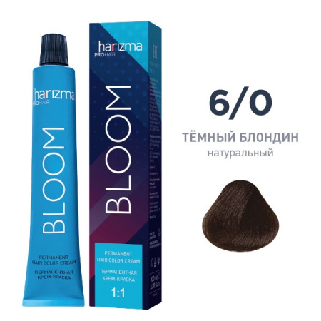 Крем-краска harizma PROhair Bloom 6/0 темный блондин натуральный, 100 мл