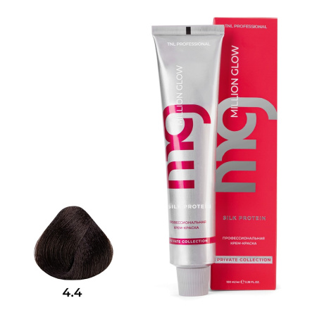 Крем-краска TNL Million Glow Private 4.4 коричневый медный, 100 мл