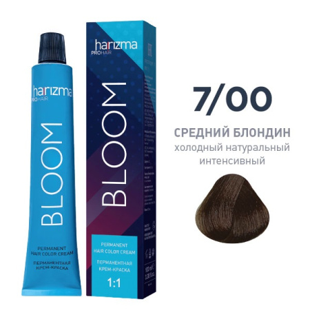 Крем-краска harizma PROhair Bloom 7/00 средний блондин холодный натуральный интенсивный, 100 мл