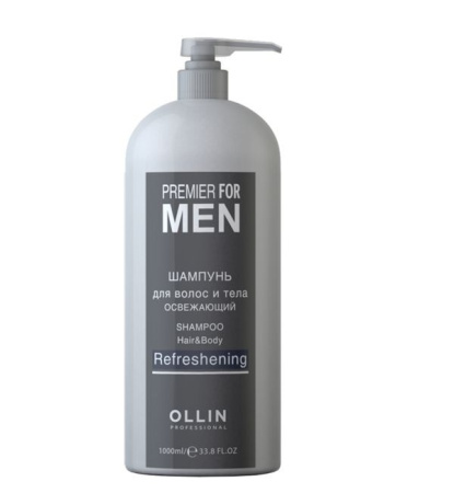 Шампунь для волос и тела освежающий Premier For Men, 1000 мл
